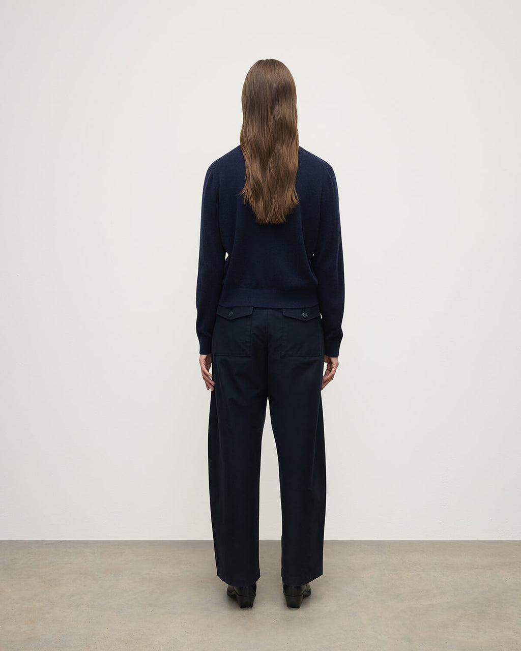 Classic Cashmere Dark Navy V Neck Jumper