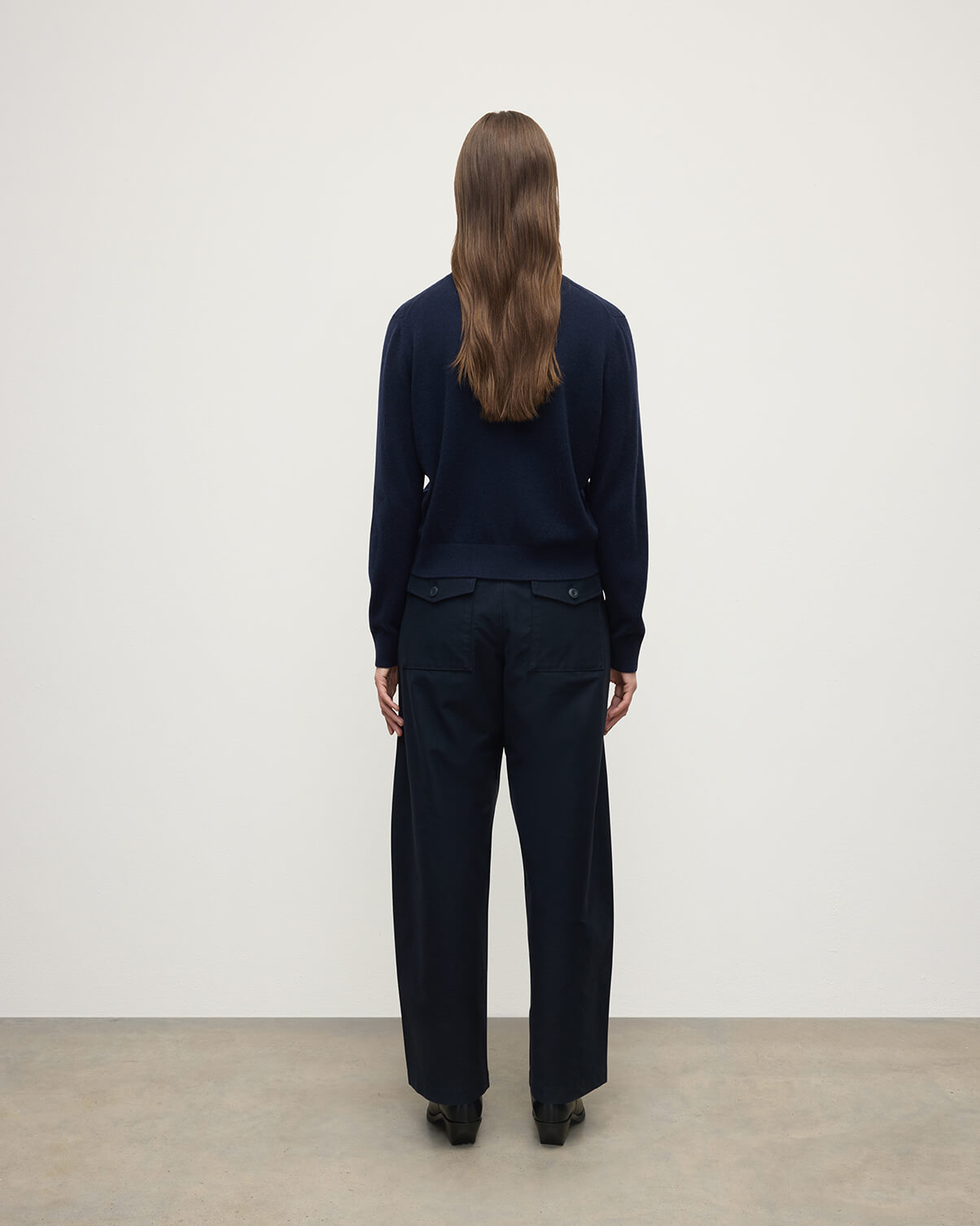 Classic Cashmere Dark Navy V Neck Jumper