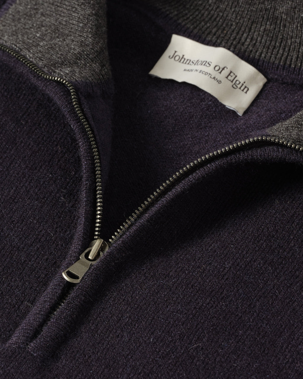 Rory Navy & Grey Classic Cashmere Contrast Zip Neck Jumper