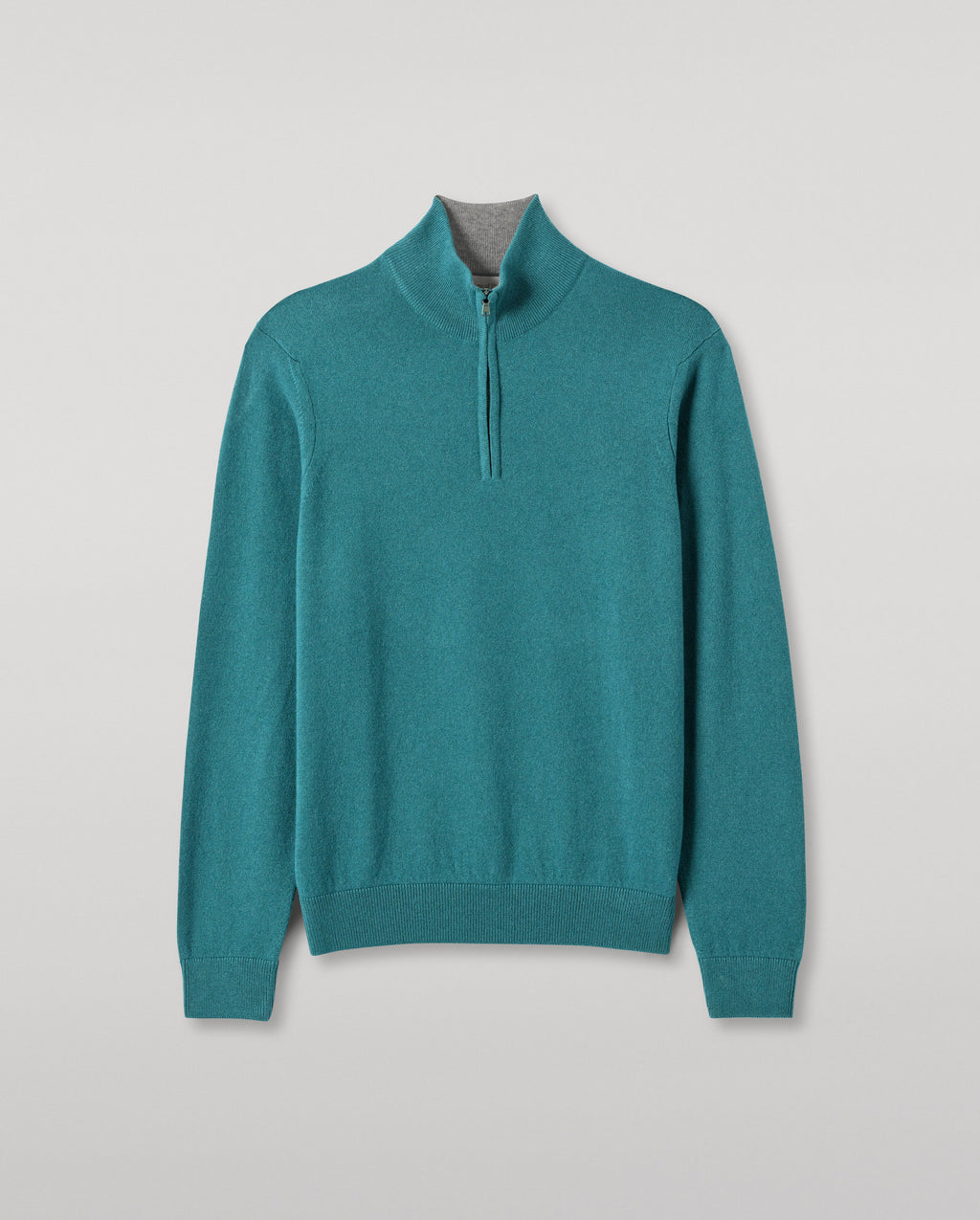 Rory Green & Grey Classic Cashmere Contrast Zip Neck Jumper