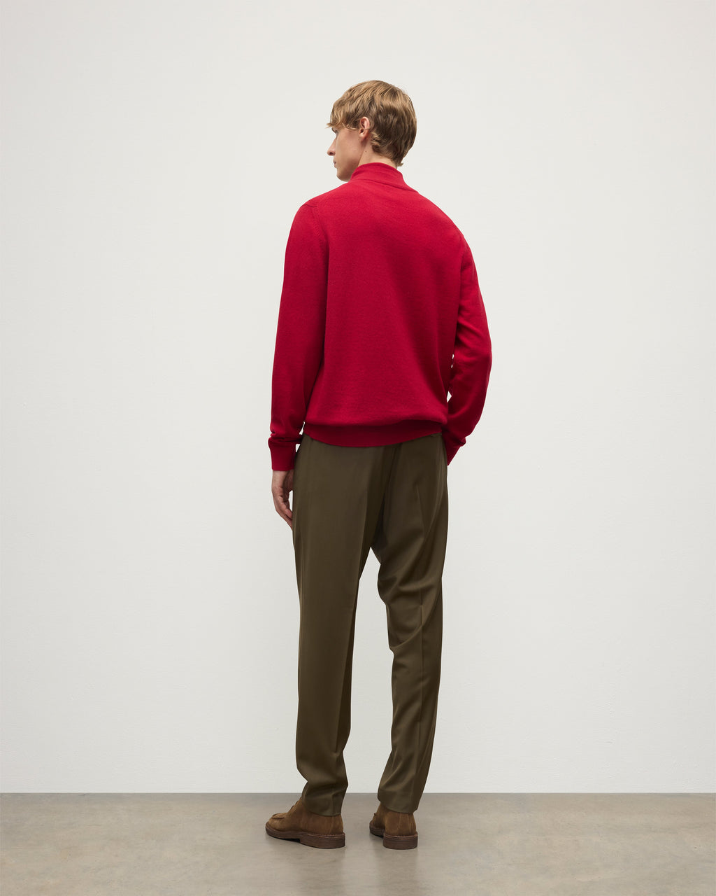 Rory Red & Grey Classic Cashmere Contrast Zip Neck Jumper