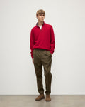 Rory Red & Grey Classic Cashmere Contrast Zip Neck Jumper