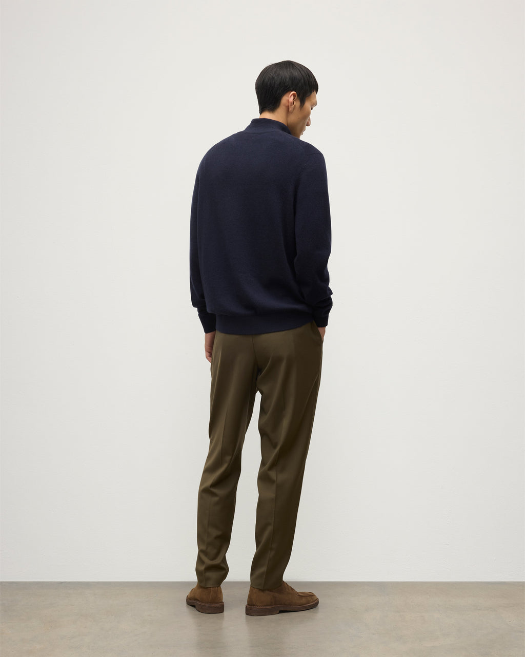 Rory Navy & Grey Classic Cashmere Contrast Zip Neck Jumper