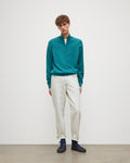 Rory Green & Grey Classic Cashmere Contrast Zip Neck Jumper