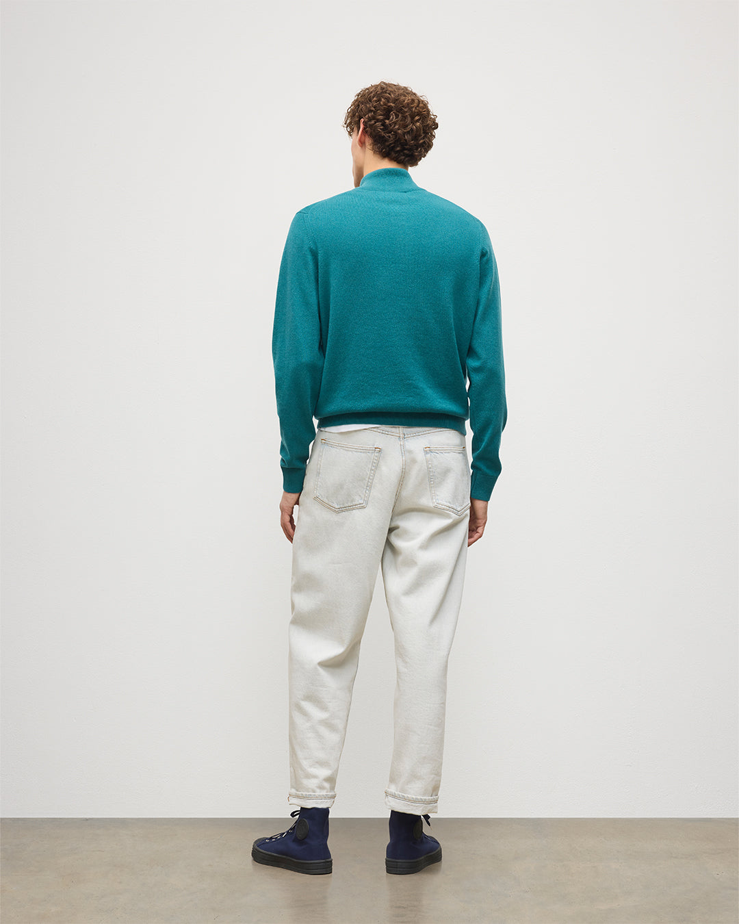 Rory Green & Grey Classic Cashmere Contrast Zip Neck Jumper