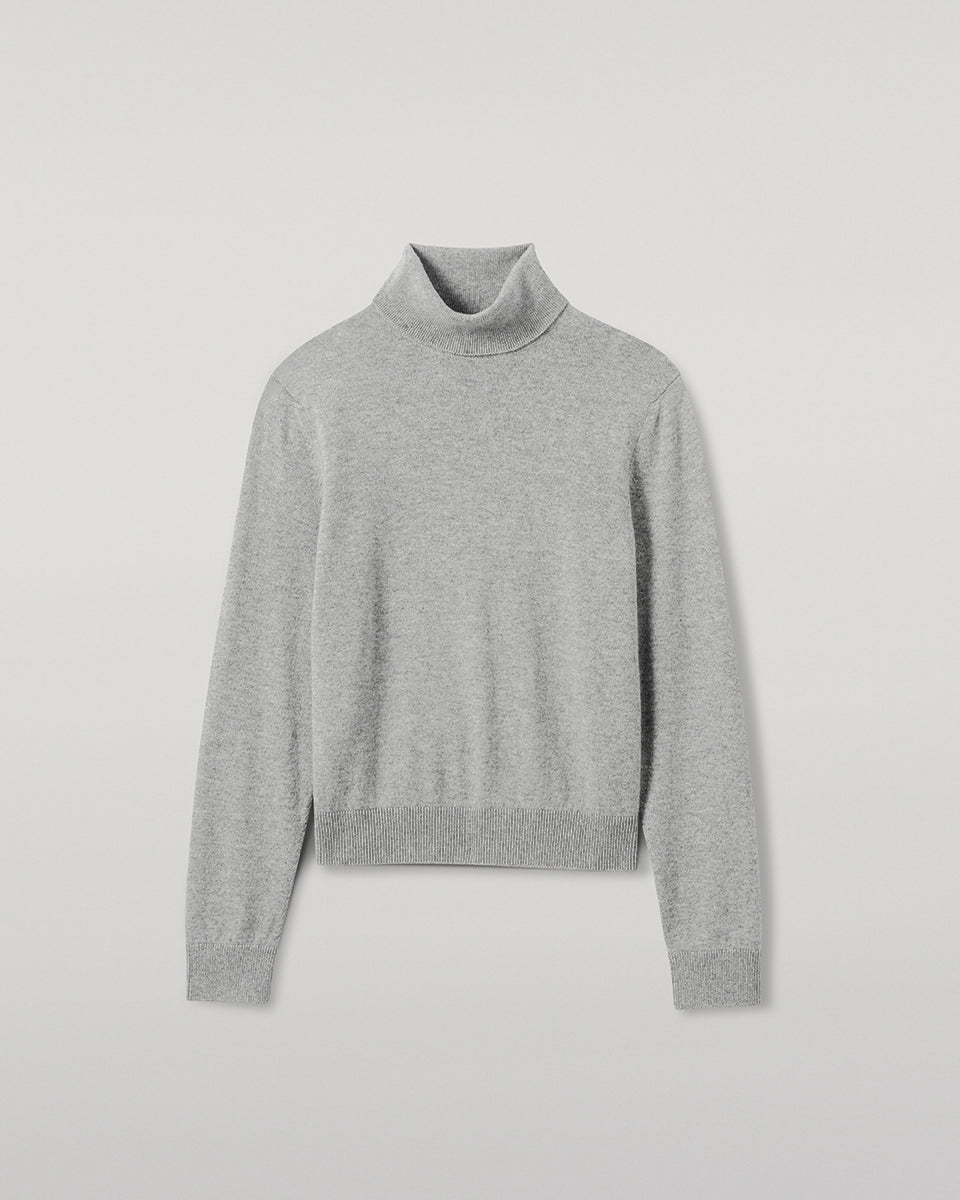 Classic Cashmere Light Grey Roll Neck Jumper