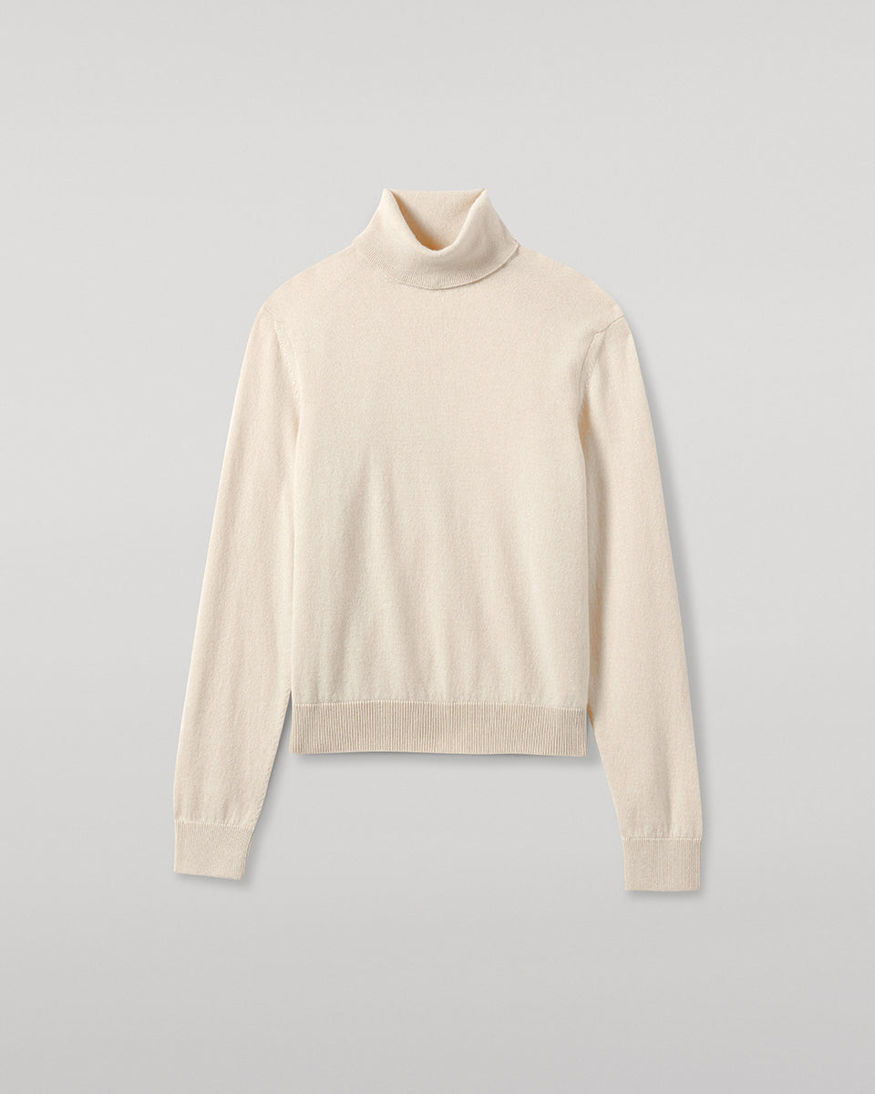 Classic Cashmere Cream Roll Neck Jumper