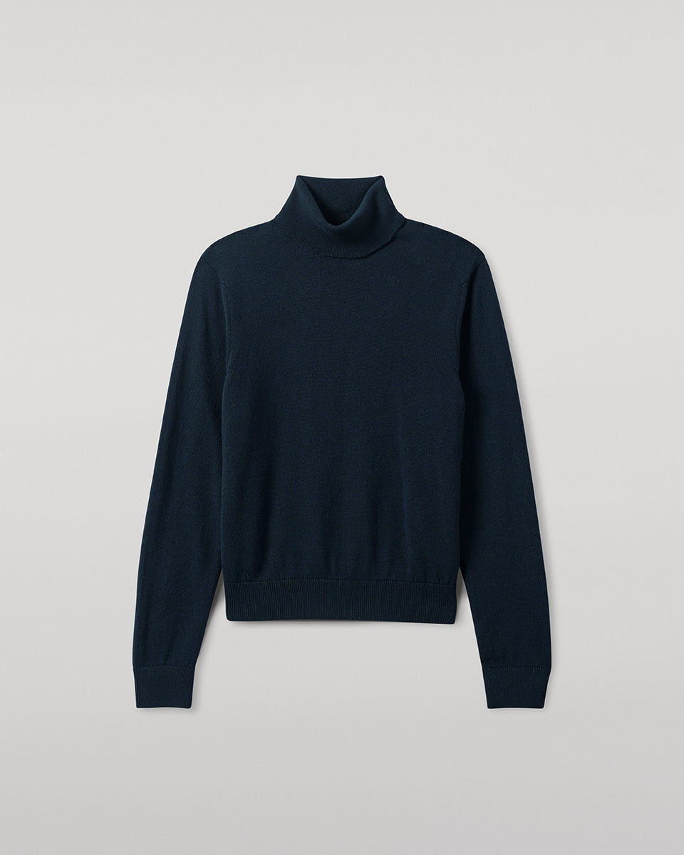 Classic Cashmere Bottle Green Roll Neck Jumper