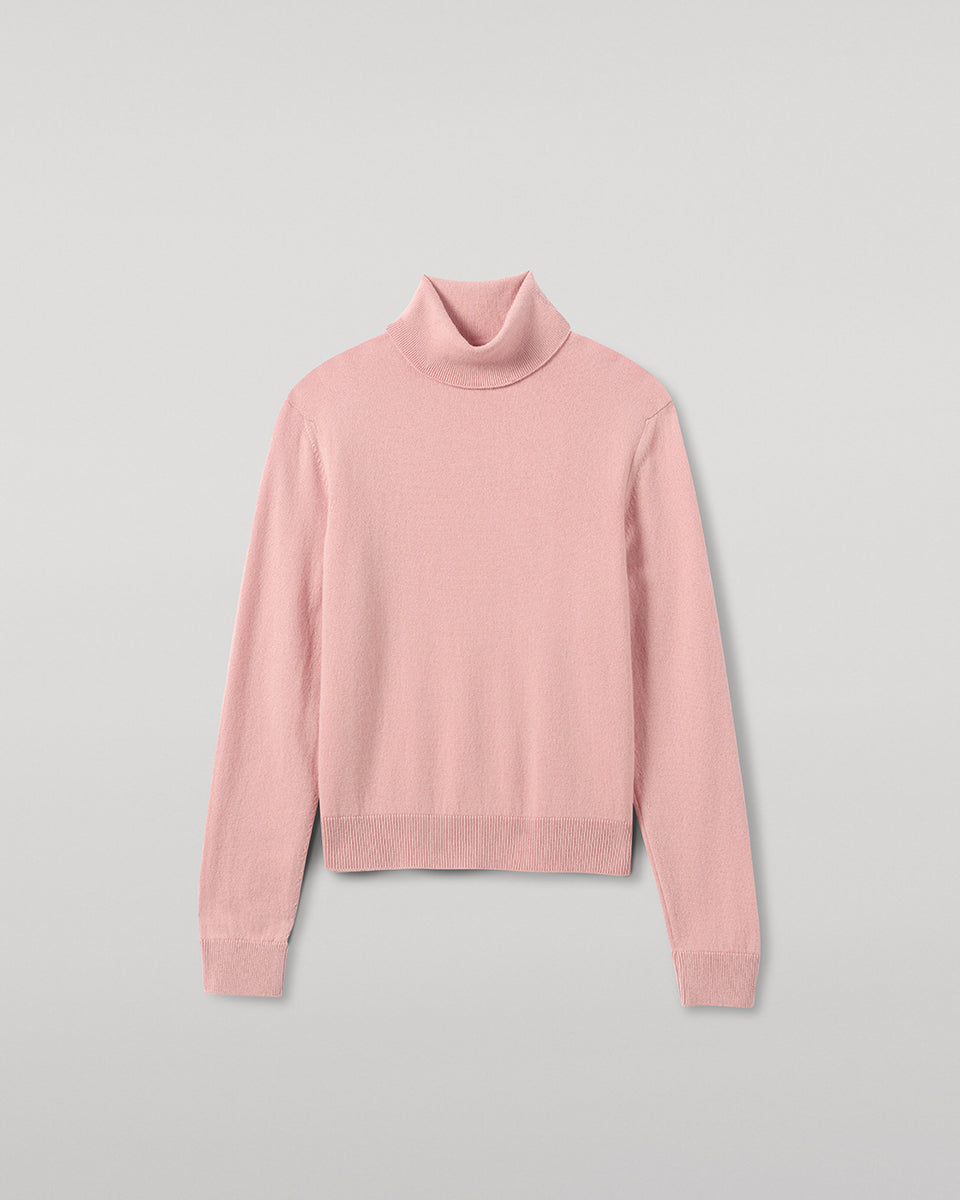 Classic Cashmere Pink Roll Neck Jumper