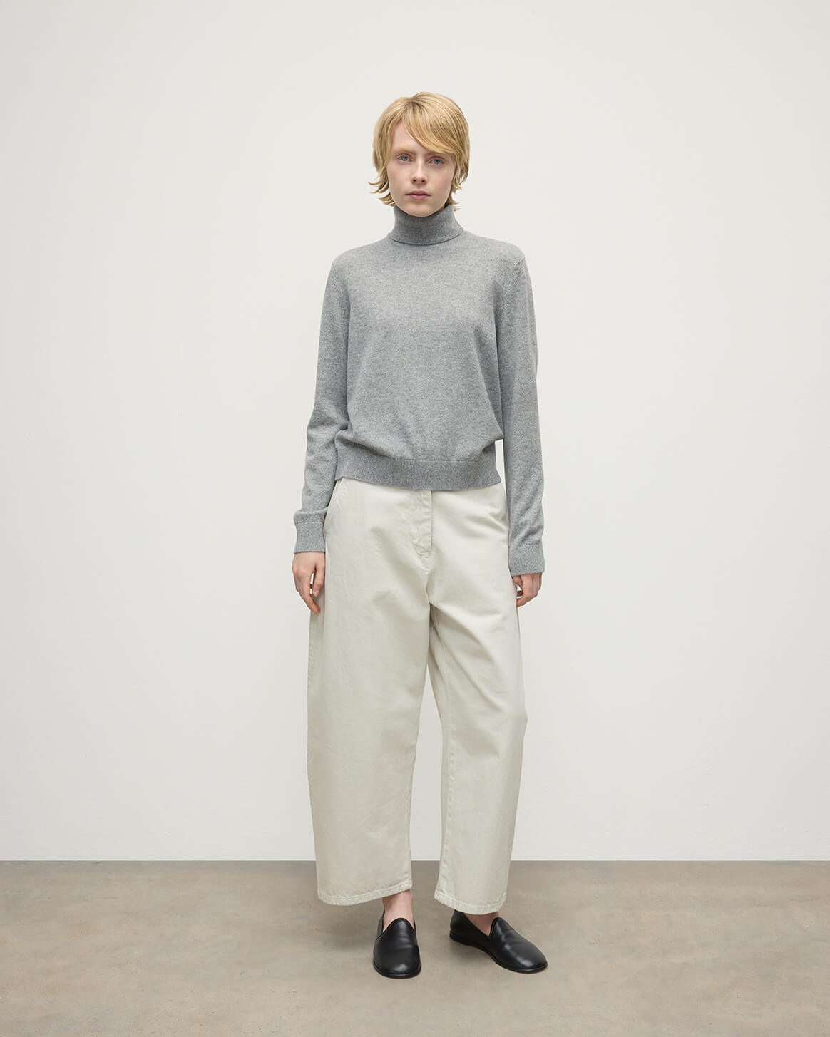 Classic Cashmere Light Grey Roll Neck Jumper