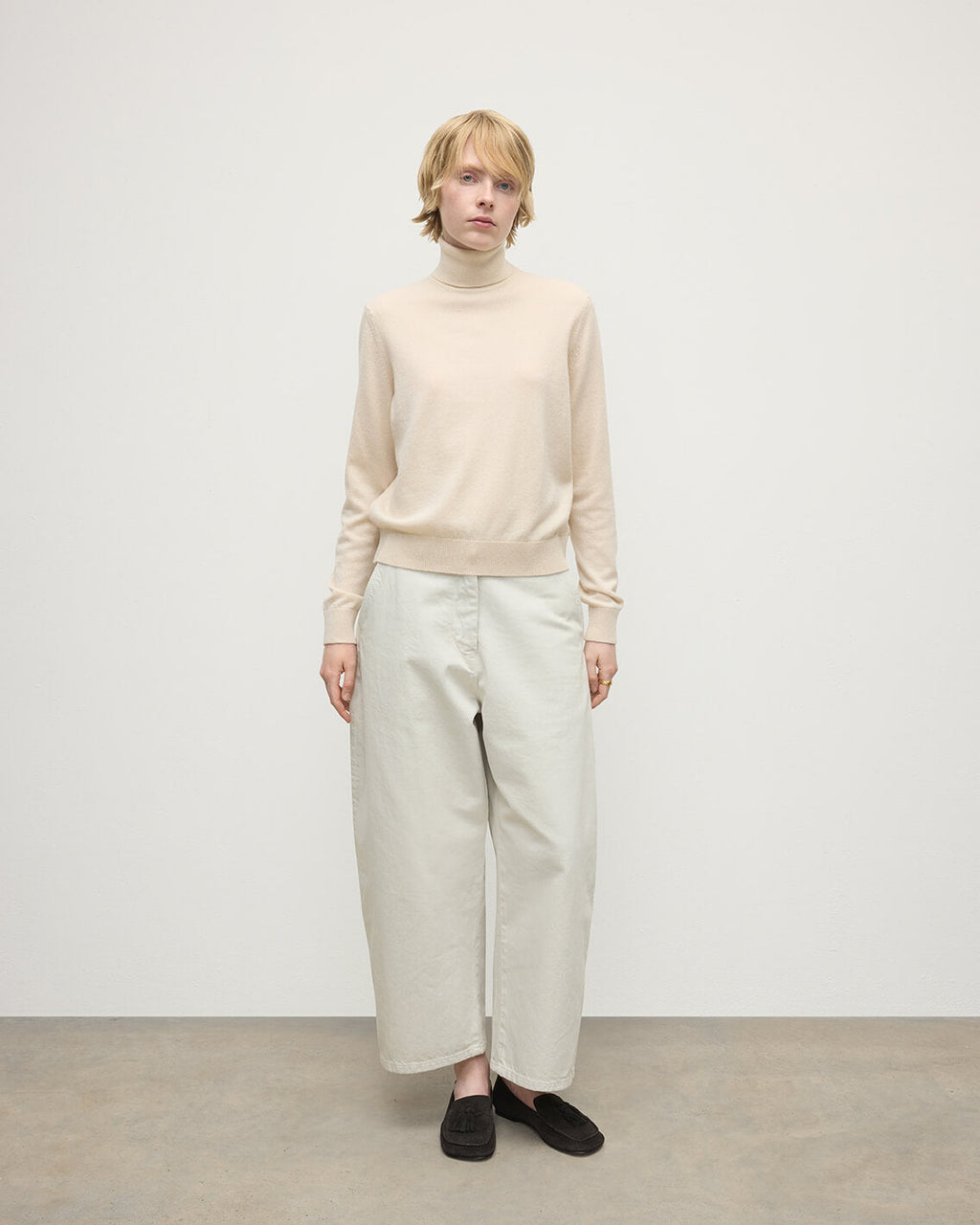 Classic Cashmere Cream Roll Neck Jumper