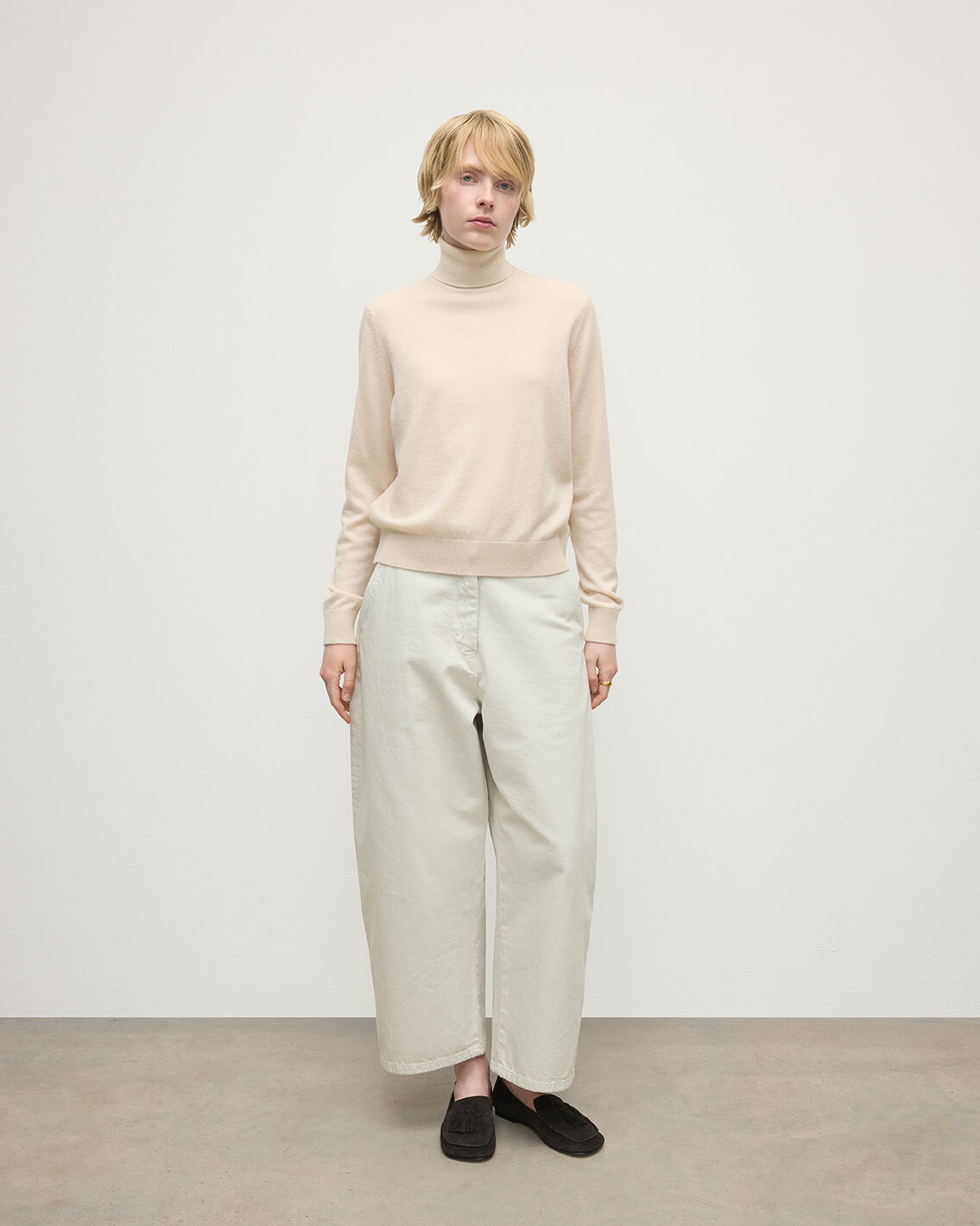 Classic Cashmere Cream Roll Neck Jumper