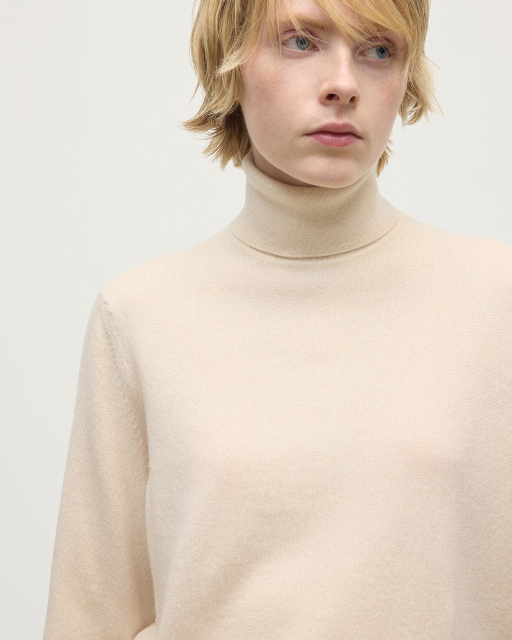 Classic Cashmere Cream Roll Neck Jumper