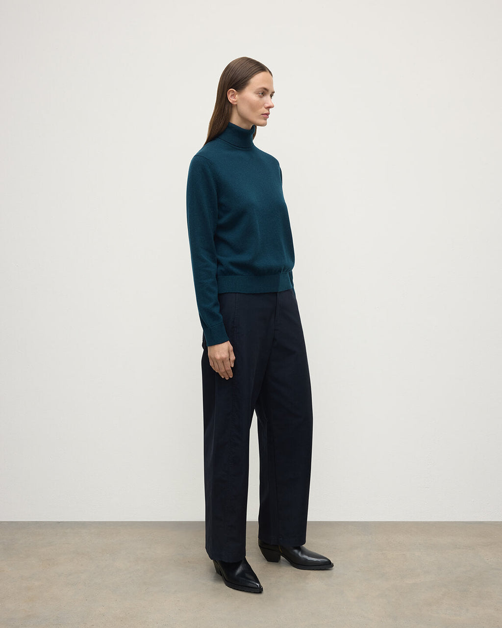 Classic Cashmere Bottle Green Roll Neck Jumper