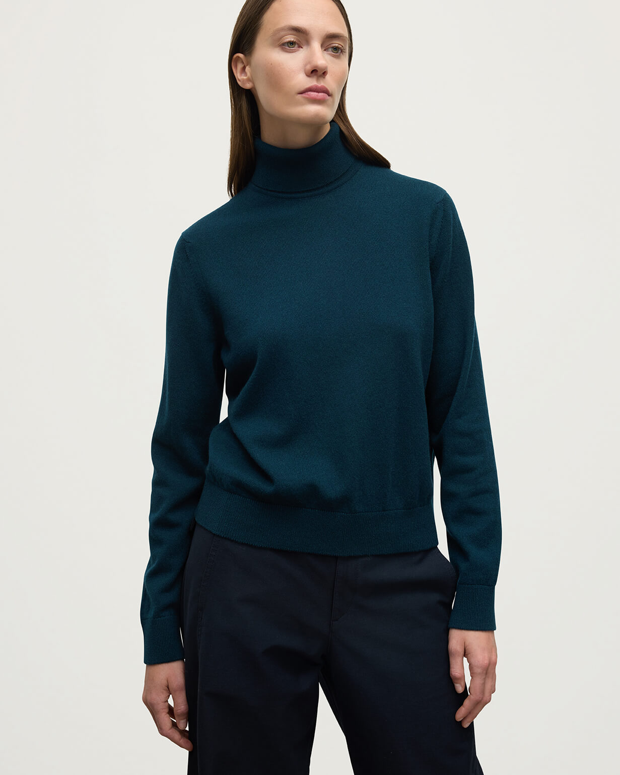 Classic Cashmere Bottle Green Roll Neck Jumper