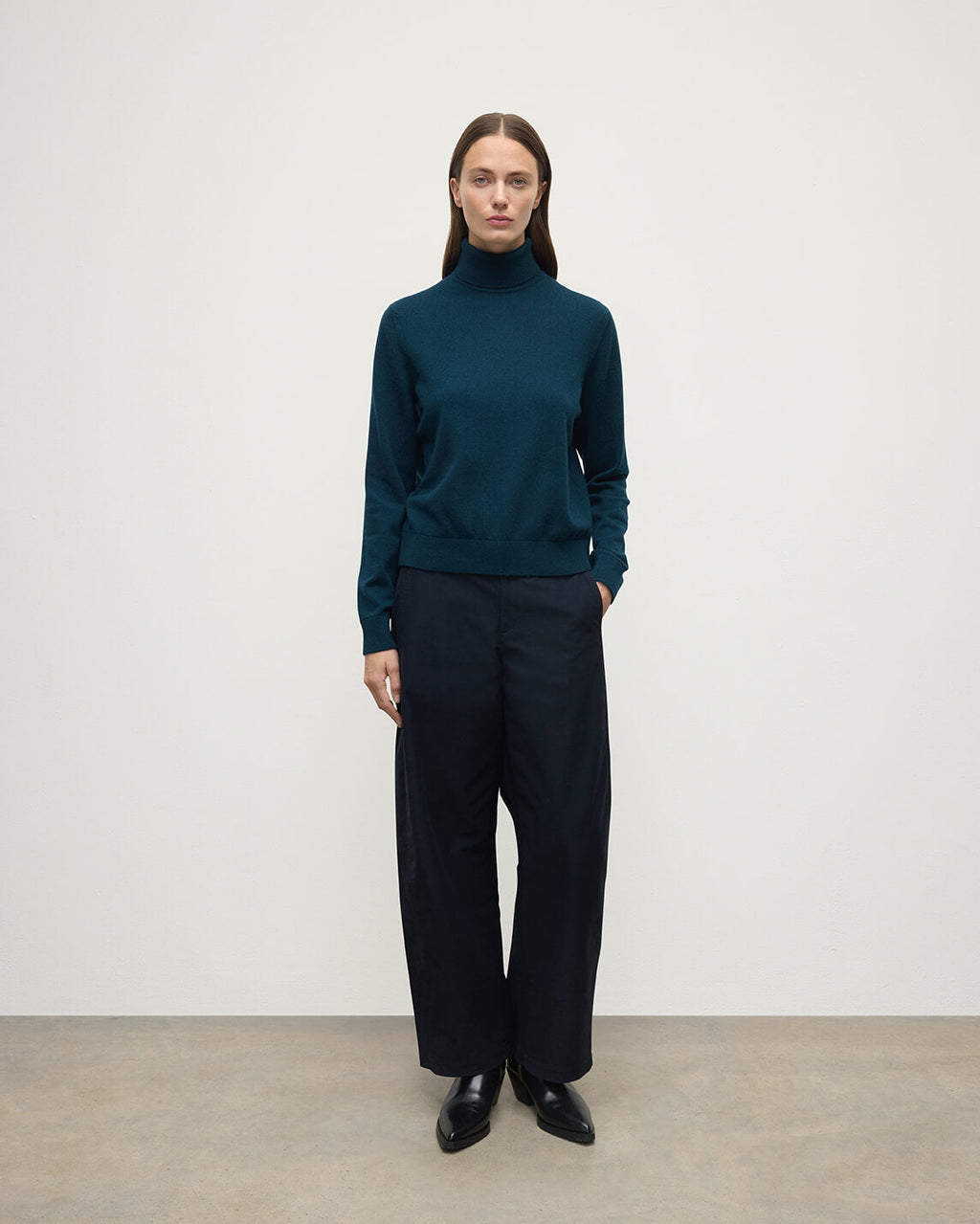 Classic Cashmere Bottle Green Roll Neck Jumper