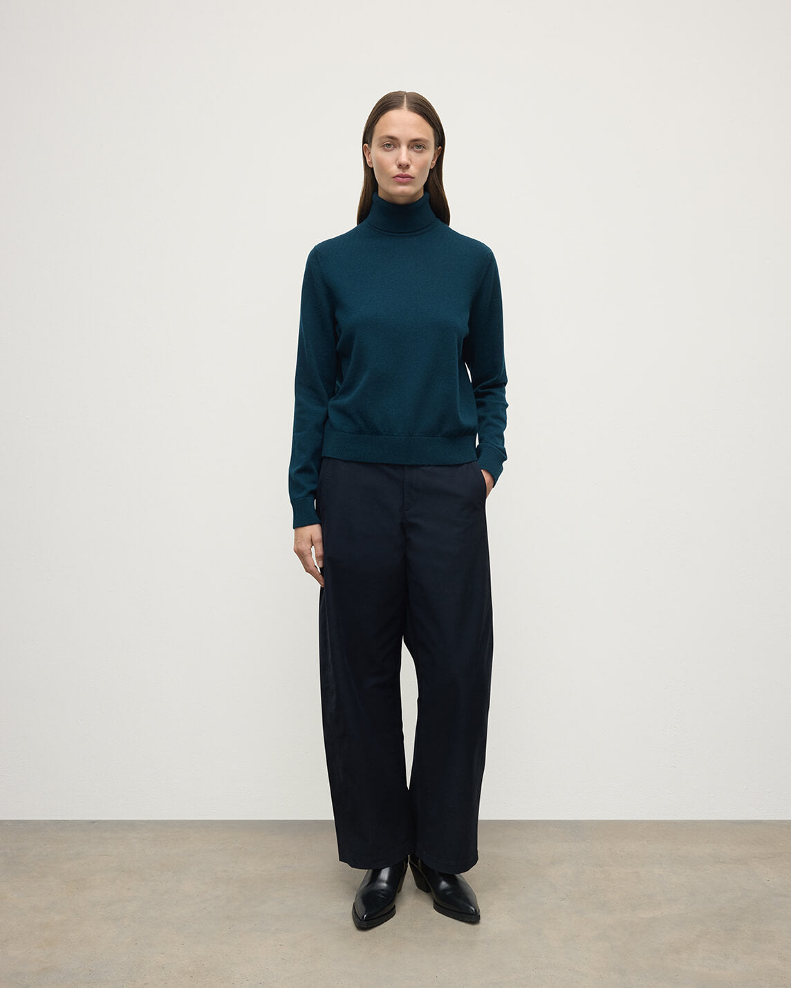 Classic Cashmere Bottle Green Roll Neck Jumper