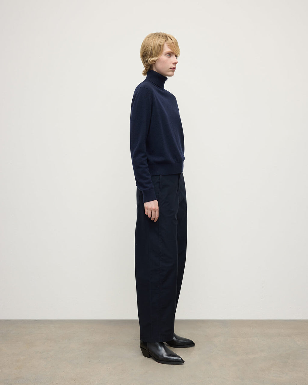 Classic Cashmere Dark Navy Roll Neck Jumper