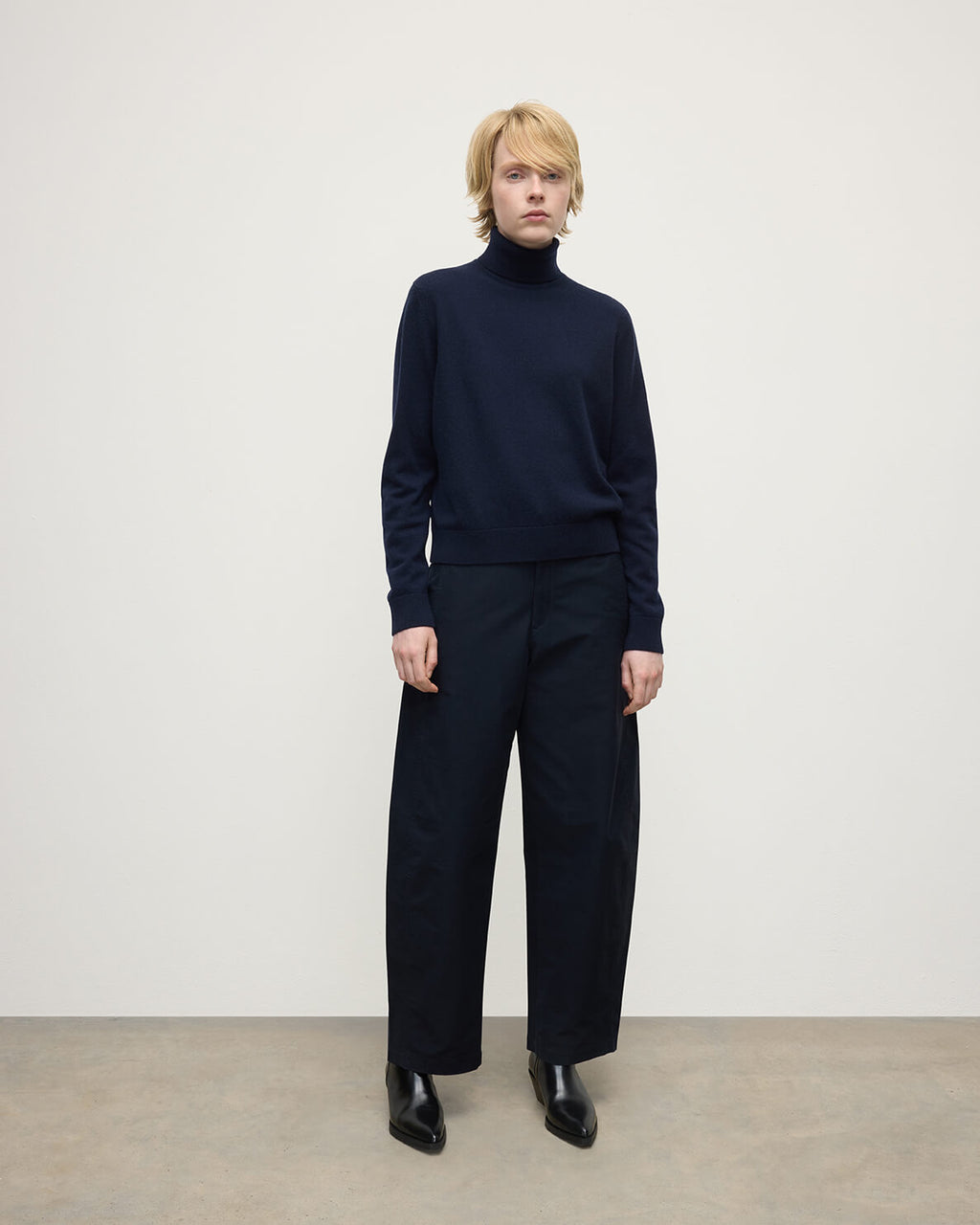 Classic Cashmere Dark Navy Roll Neck Jumper