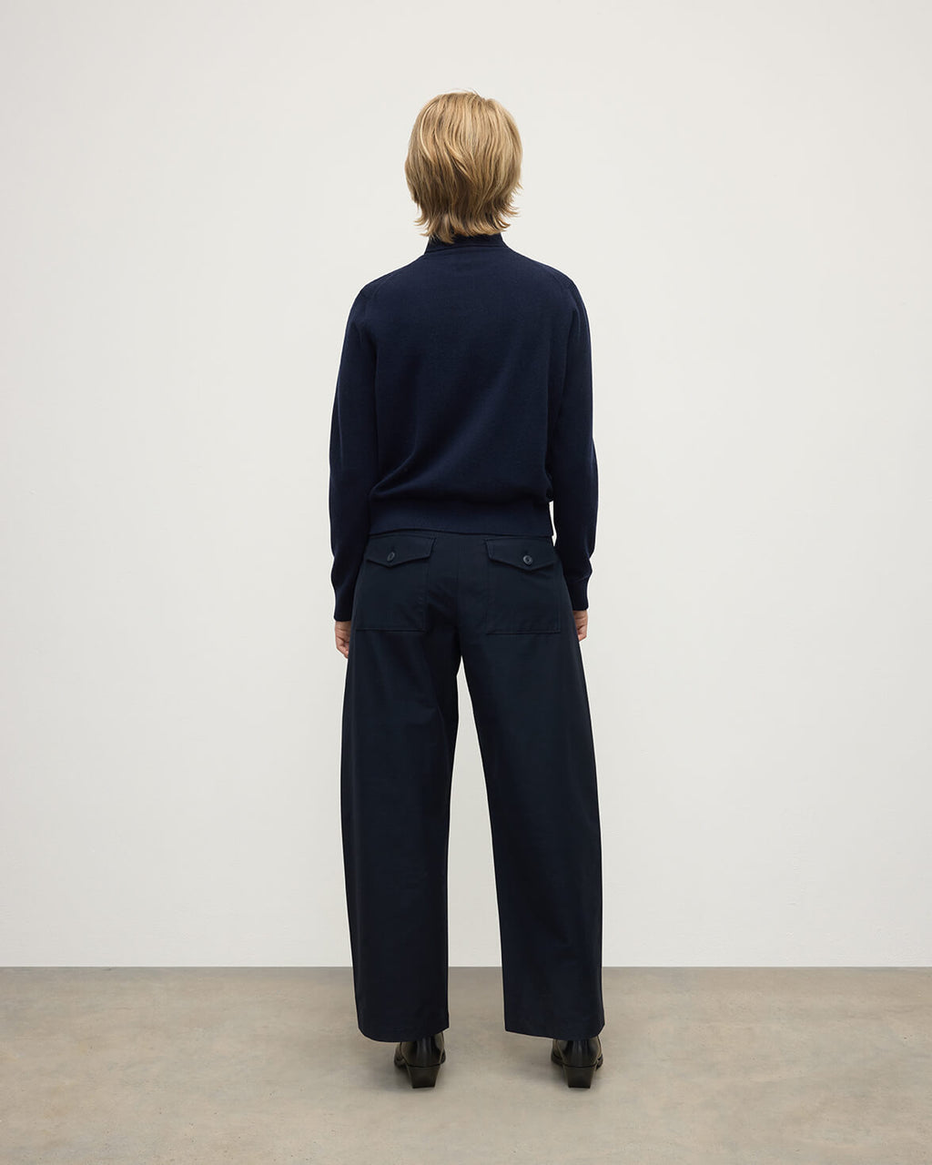 Classic Cashmere Dark Navy Roll Neck Jumper