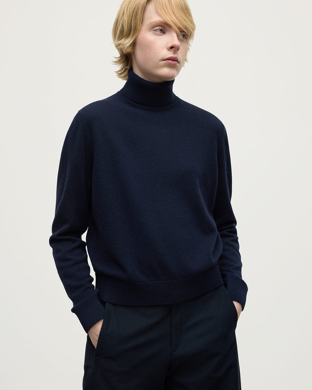 Classic Cashmere Dark Navy Roll Neck Jumper
