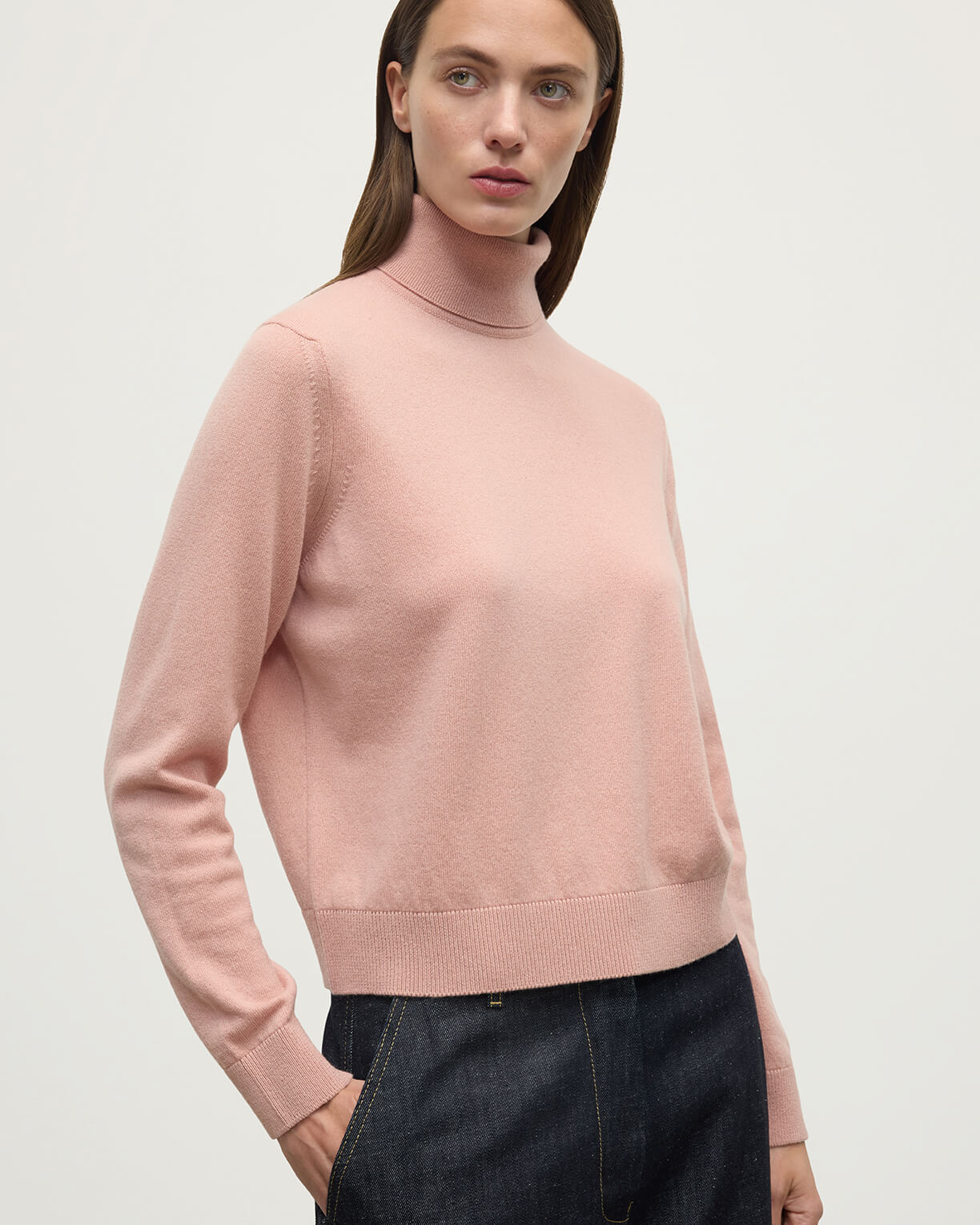Classic Cashmere Pink Roll Neck Jumper