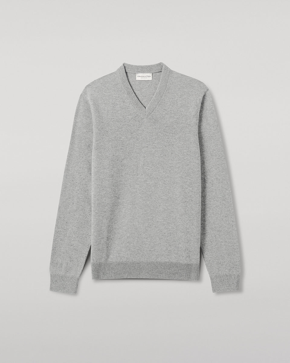 Rory Light Grey Classic Cashmere V-Neck Jumper