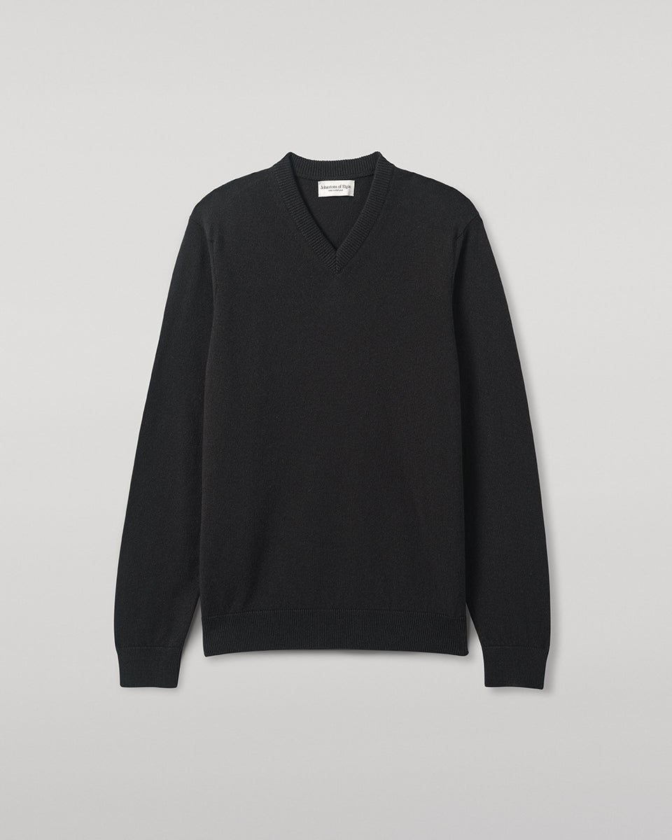 Classic Cashmere Dark Grey V Neck Jumper