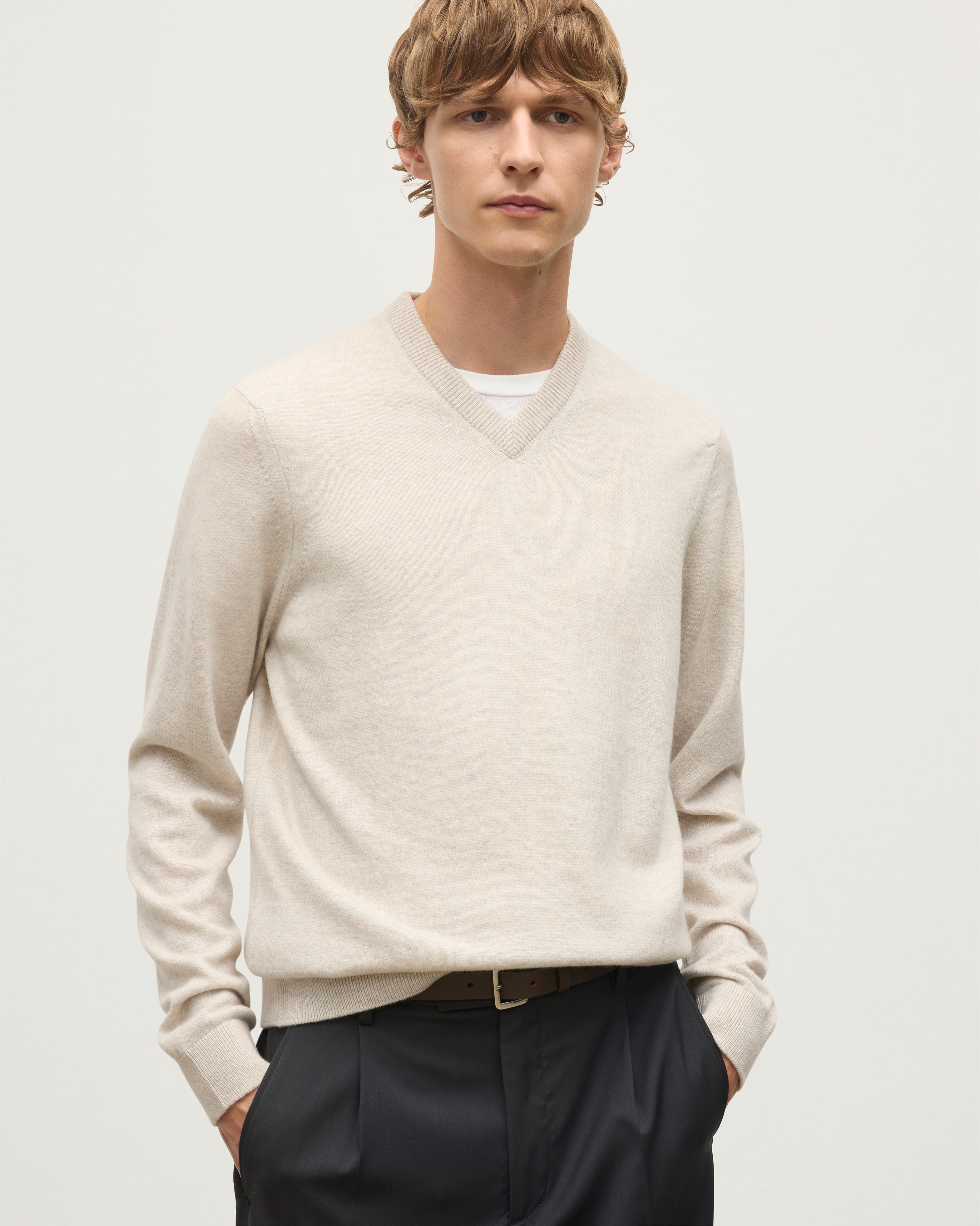 Rory Natural Classic Cashmere V-Neck Jumper