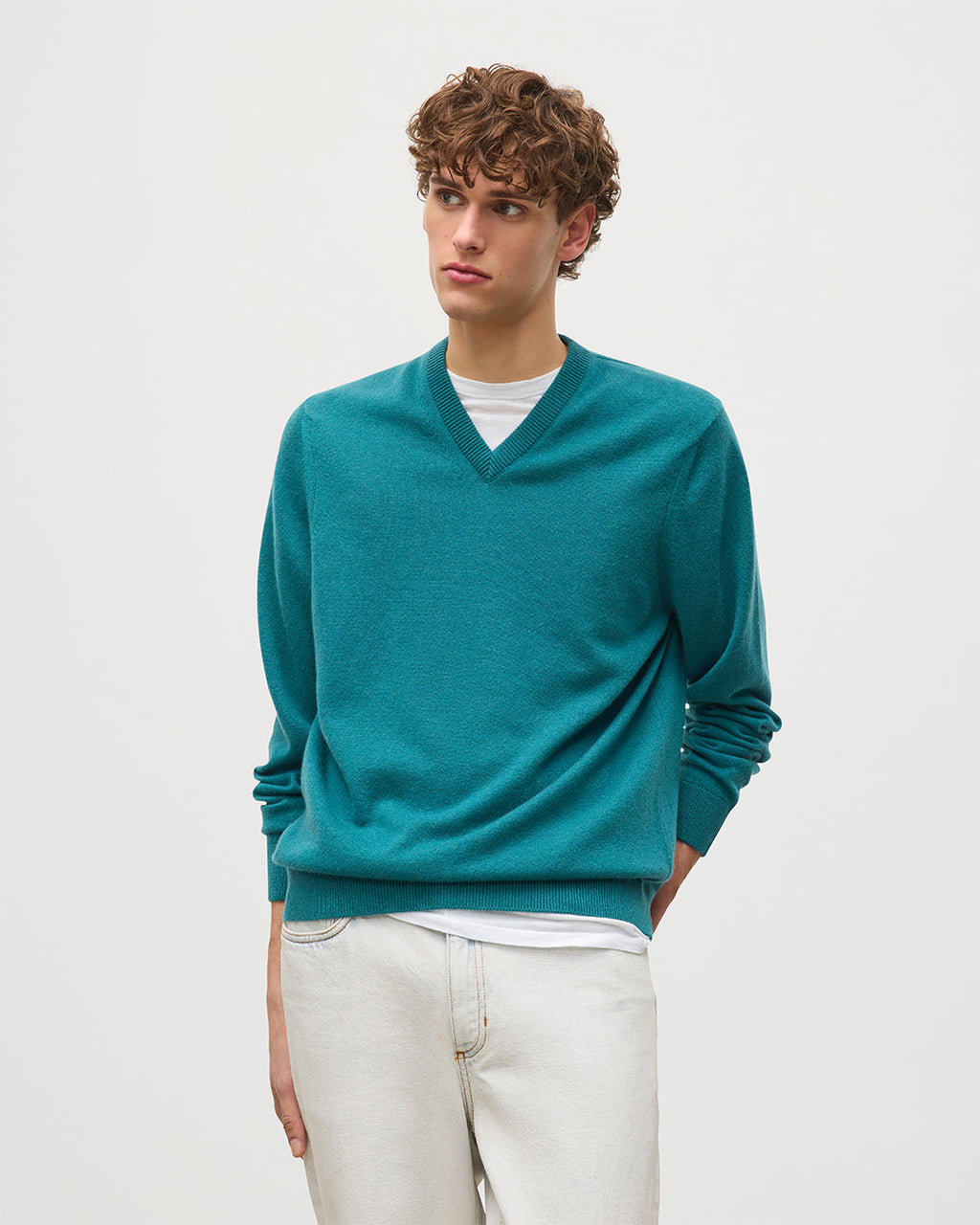 Rory Green Classic Cashmere V-Neck Jumper