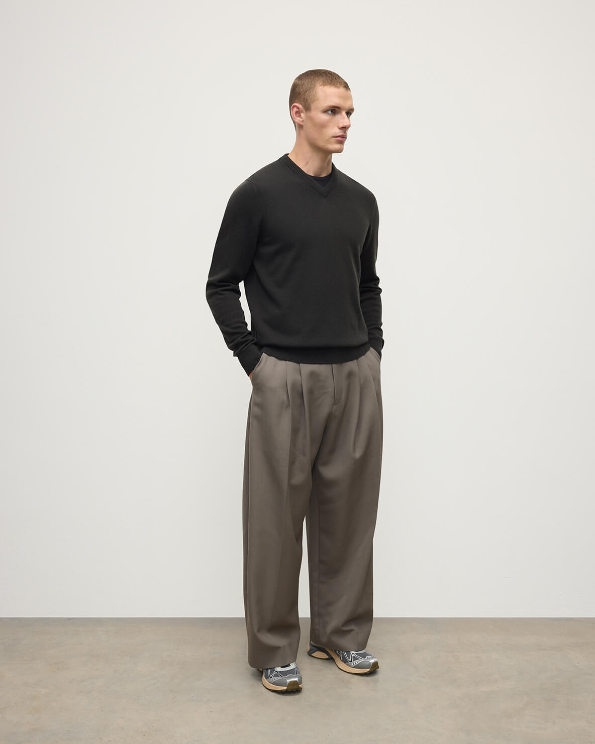 Classic Cashmere Dark Grey V Neck Jumper