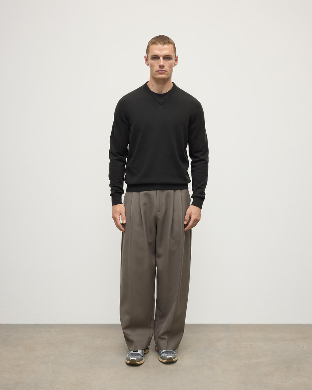 Classic Cashmere Dark Grey V Neck Jumper