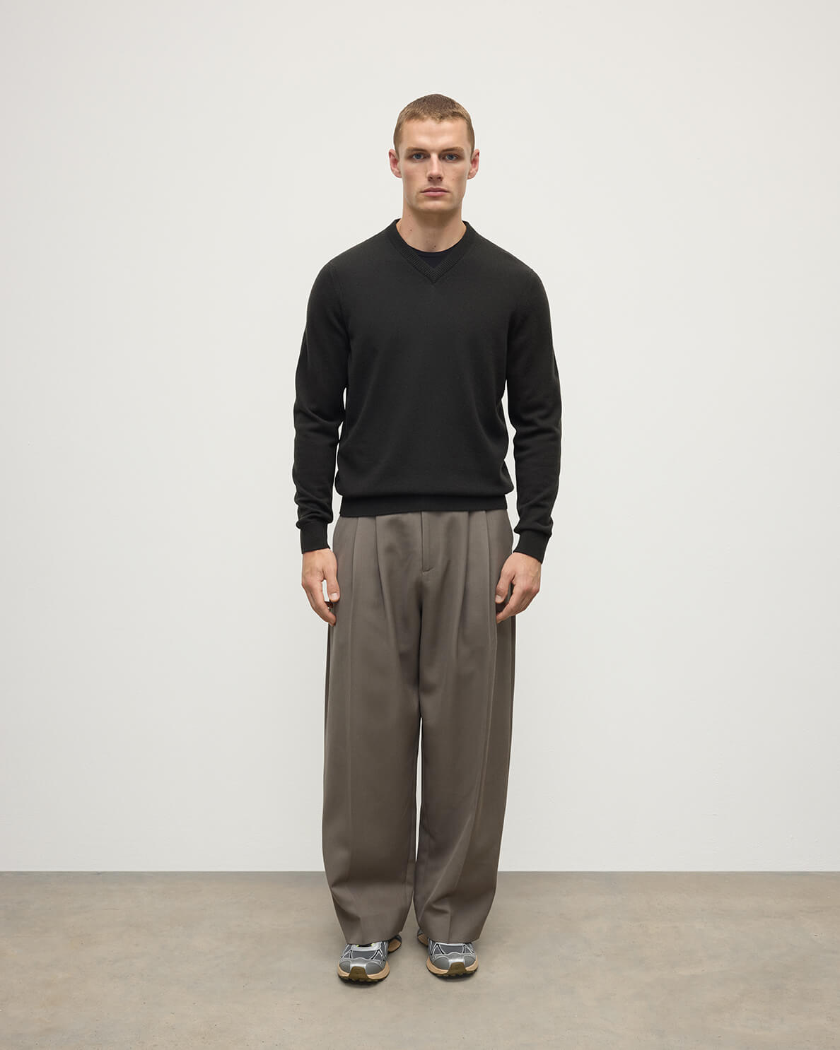 Classic Cashmere Dark Grey V Neck Jumper