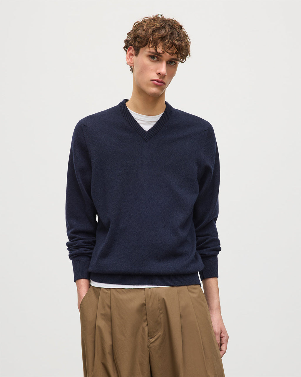 Rory Dark Navy Classic Cashmere V-Neck Jumper