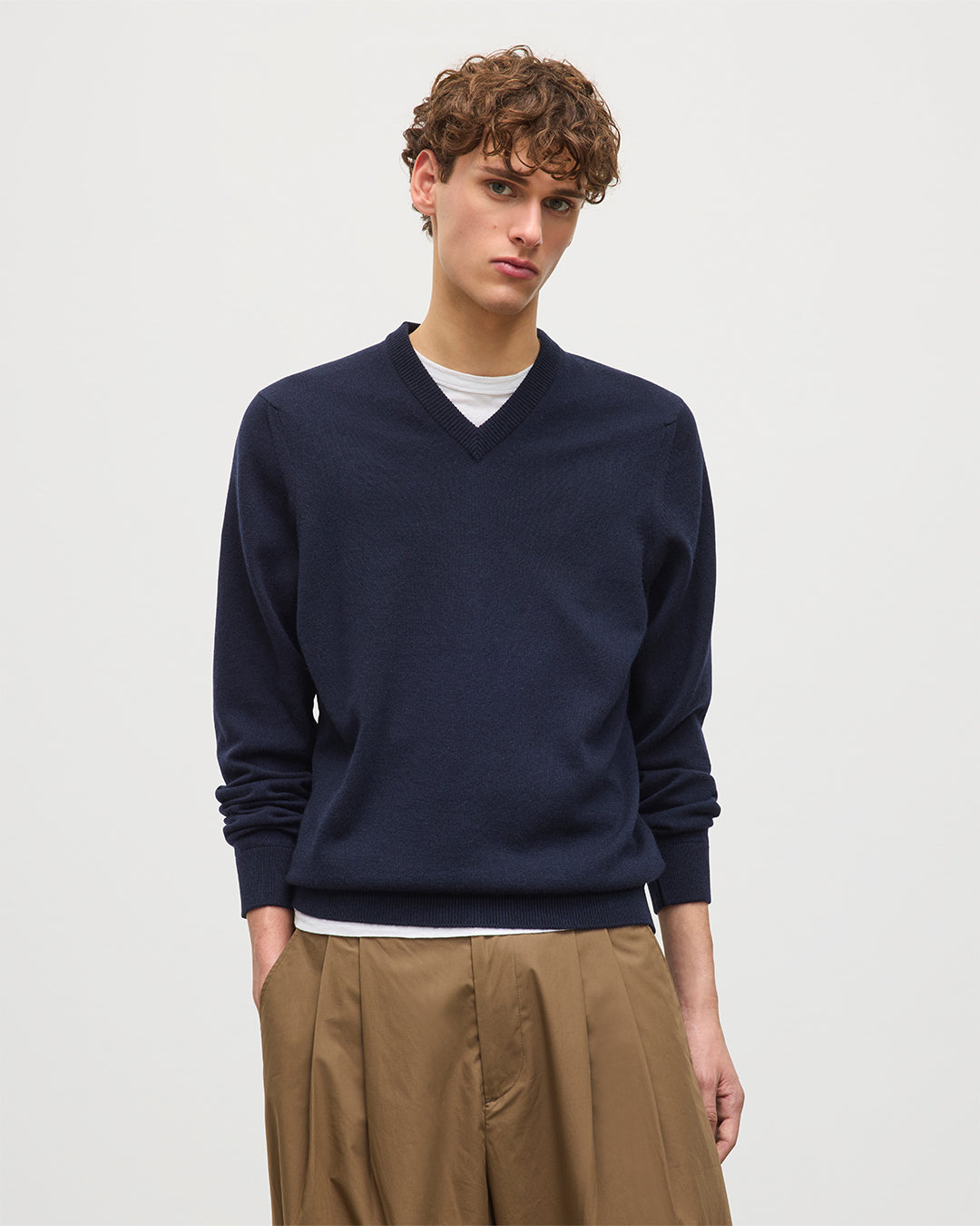 Rory Dark Navy Classic Cashmere V-Neck Jumper