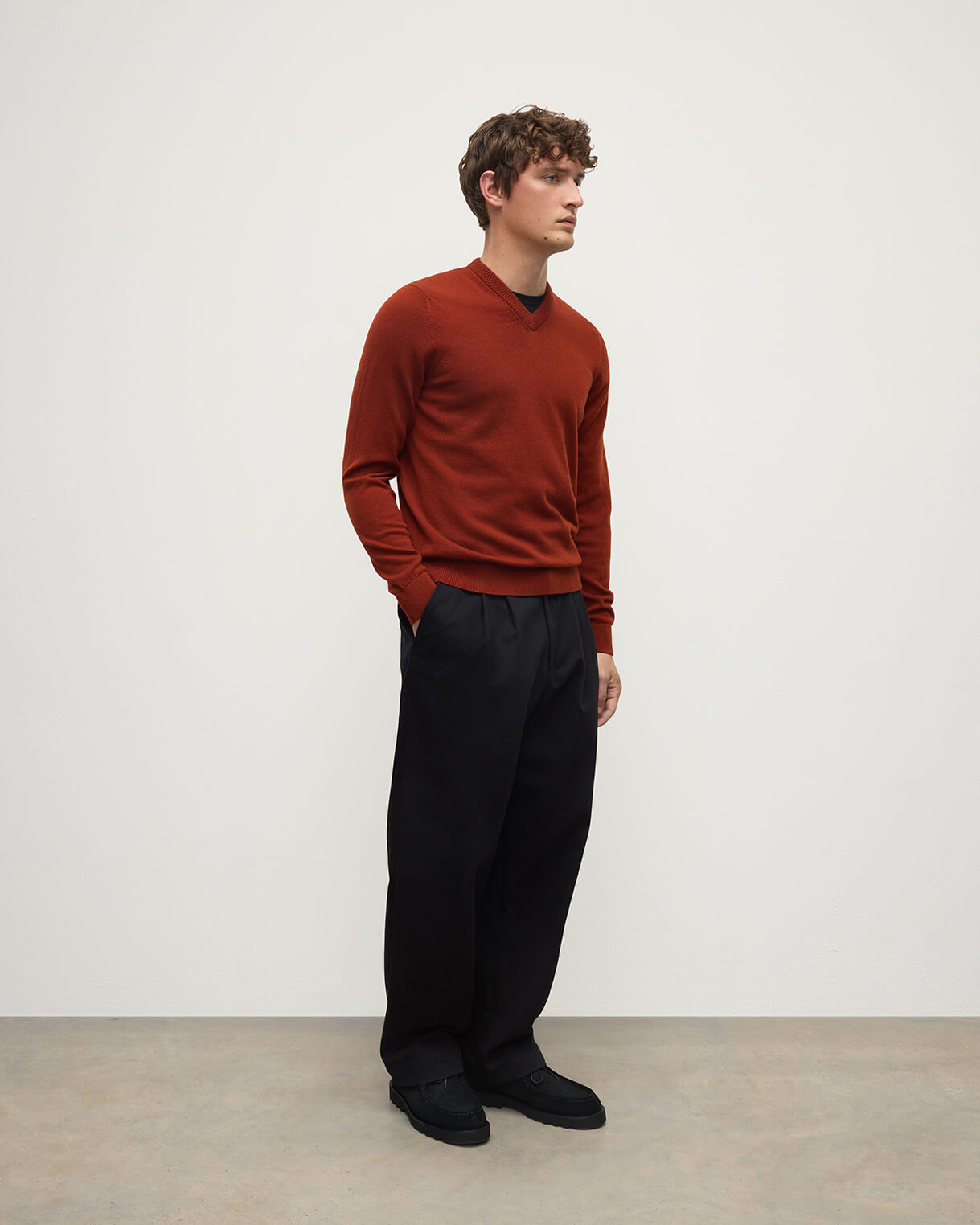 Rory Dark Red Classic Cashmere V-Neck Jumper
