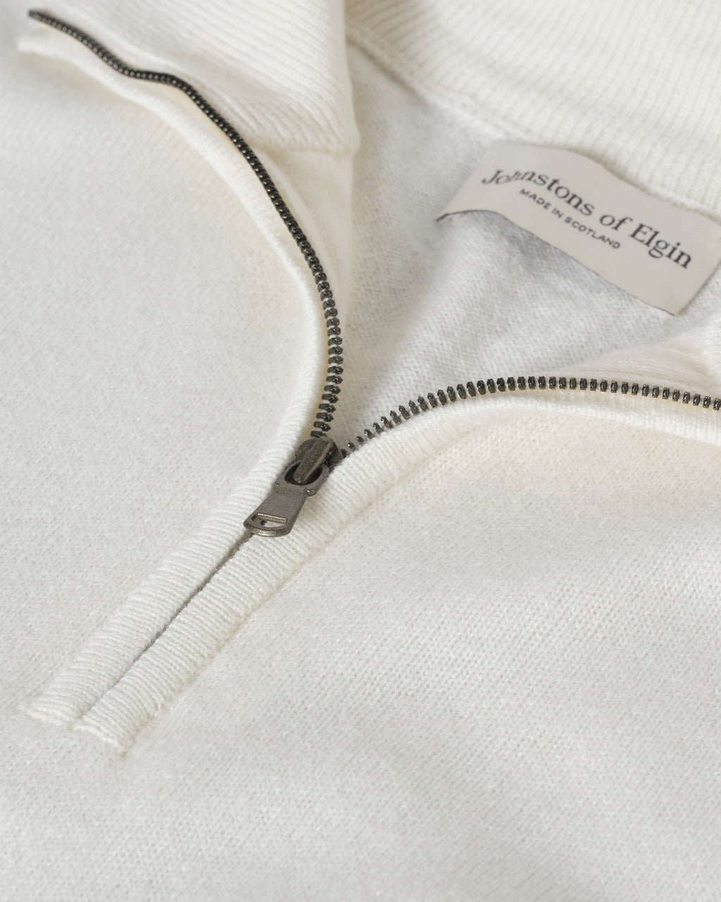 Rory White Classic Cashmere Zip Neck Jumper