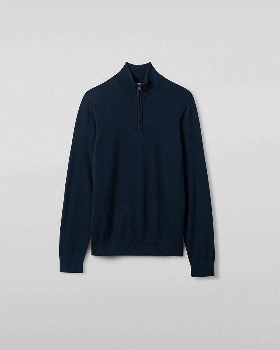 Classic Cashmere Dark Green Zip Neck Jumper