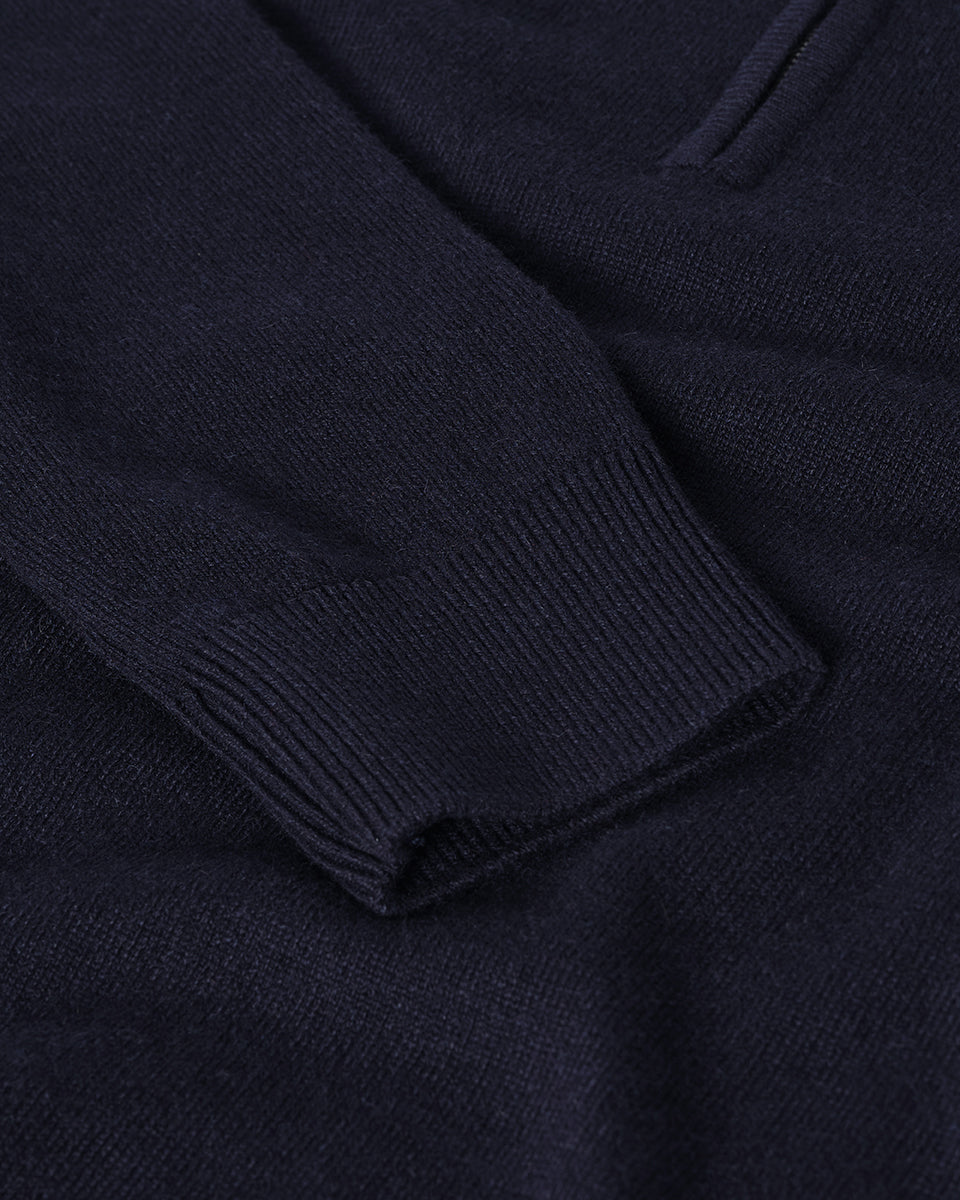 Classic Cashmere Dark Navy Zip Neck Jumper