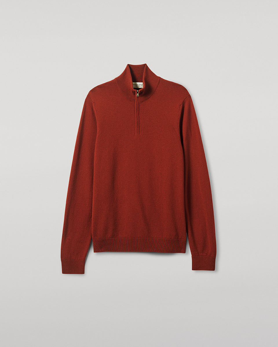 Classic Cashmere Dark Red Zip Neck Jumper