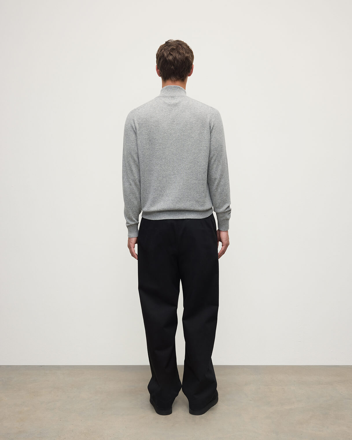 Classic Cashmere Light Grey Zip Neck Jumper
