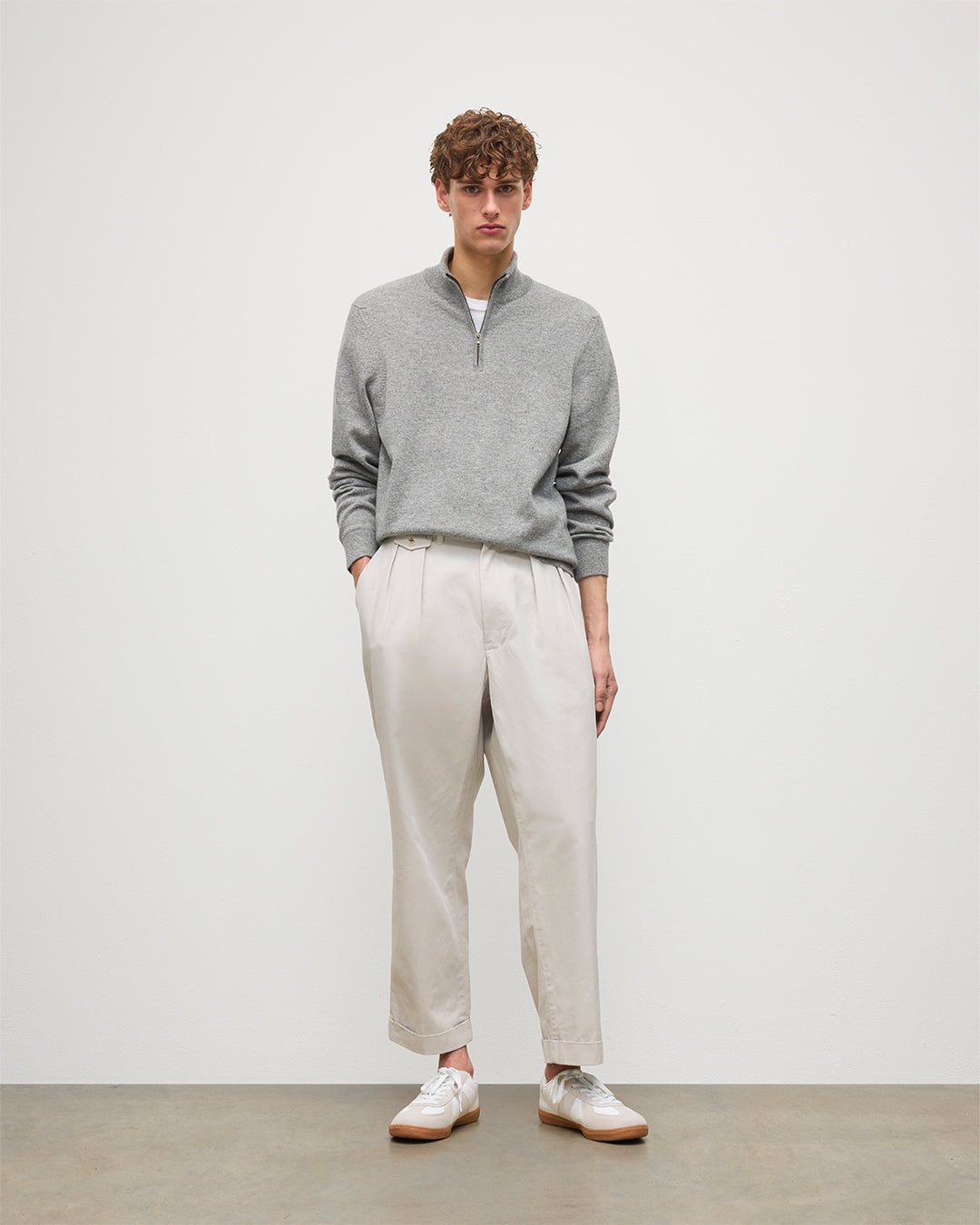 Rory Grey Classic Cashmere Zip Neck Jumper