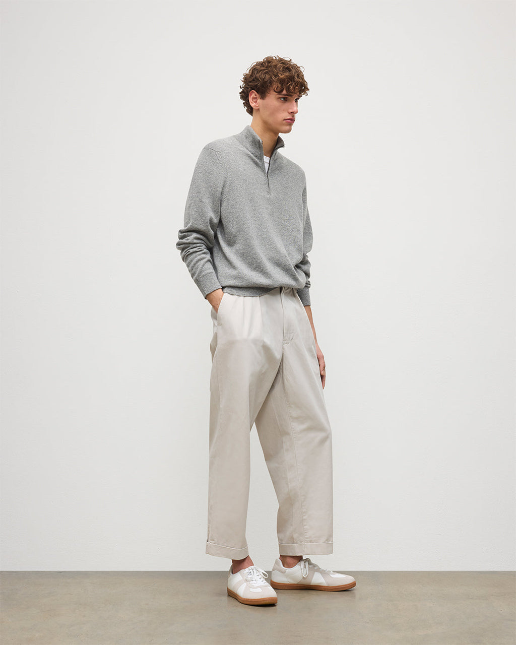 Rory Grey Classic Cashmere Zip Neck Jumper