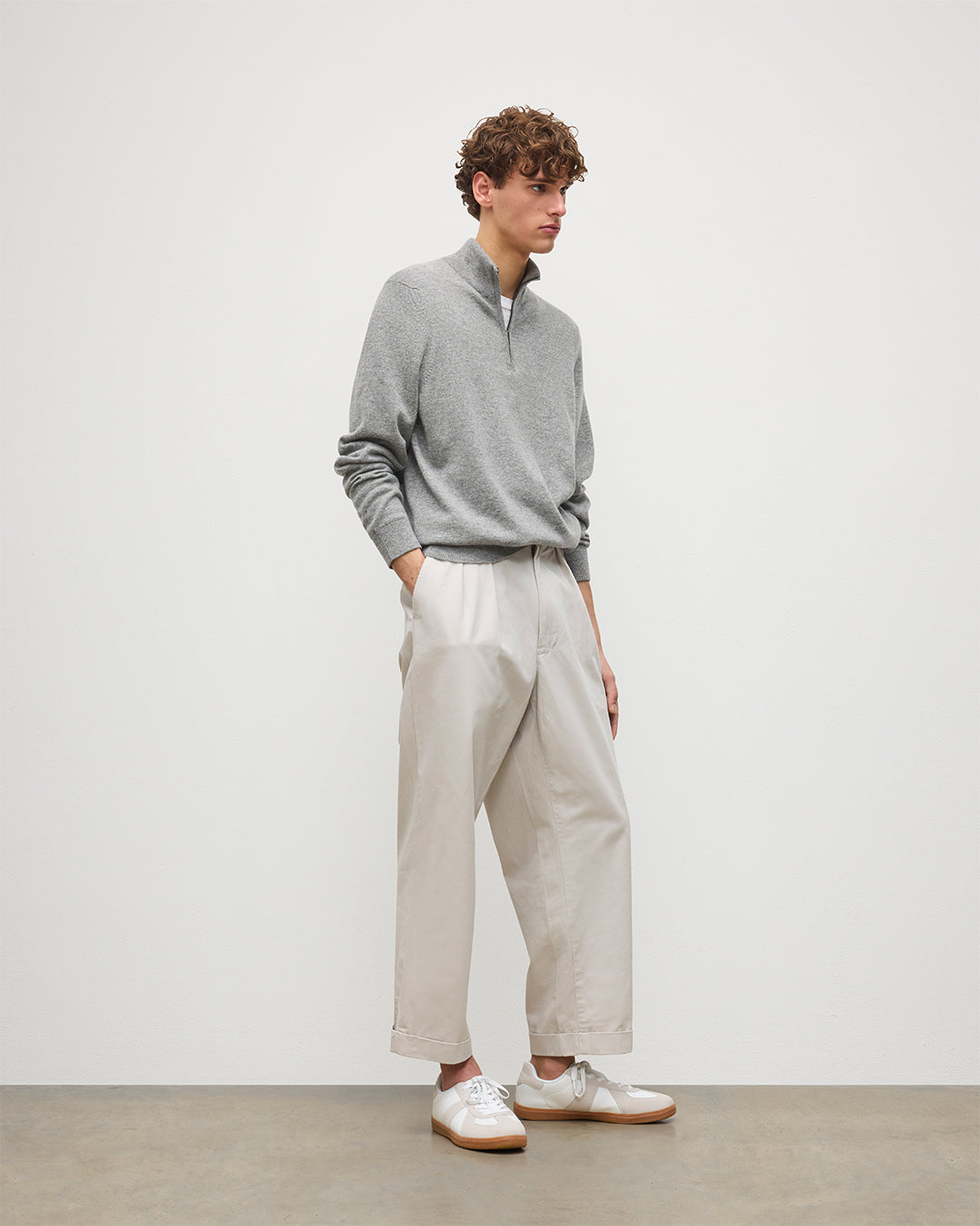 Rory Grey Classic Cashmere Zip Neck Jumper