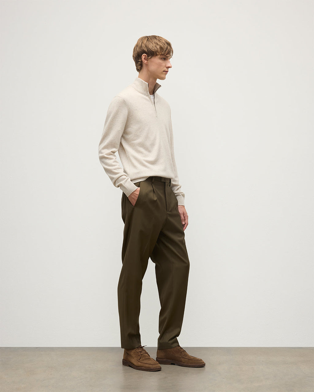 Rory Natural Classic Cashmere Zip Neck Jumper