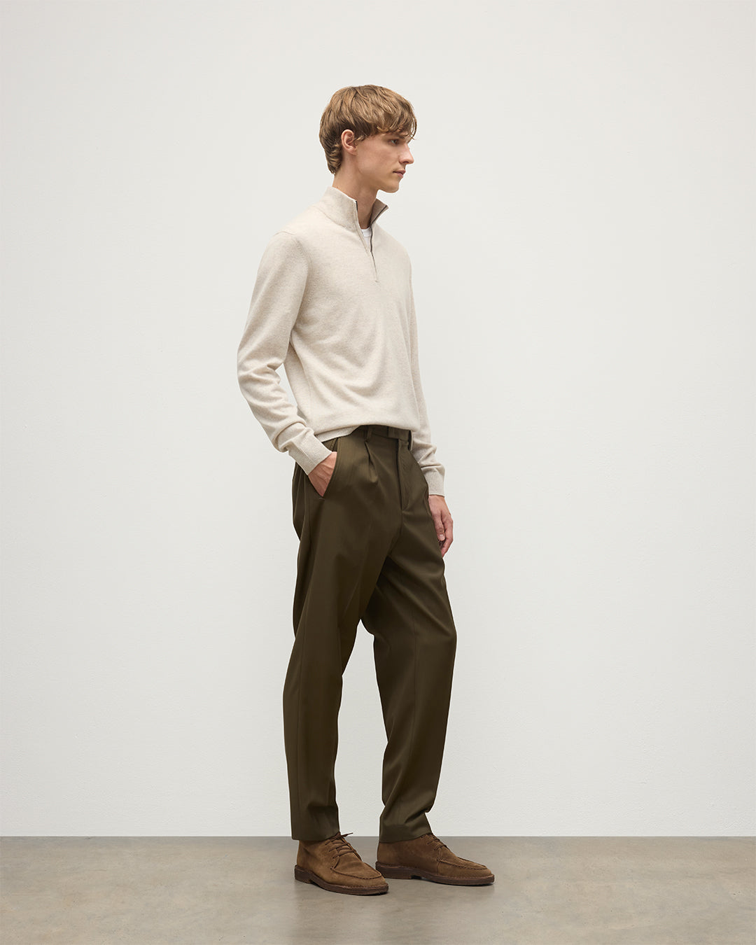 Rory Natural Classic Cashmere Zip Neck Jumper