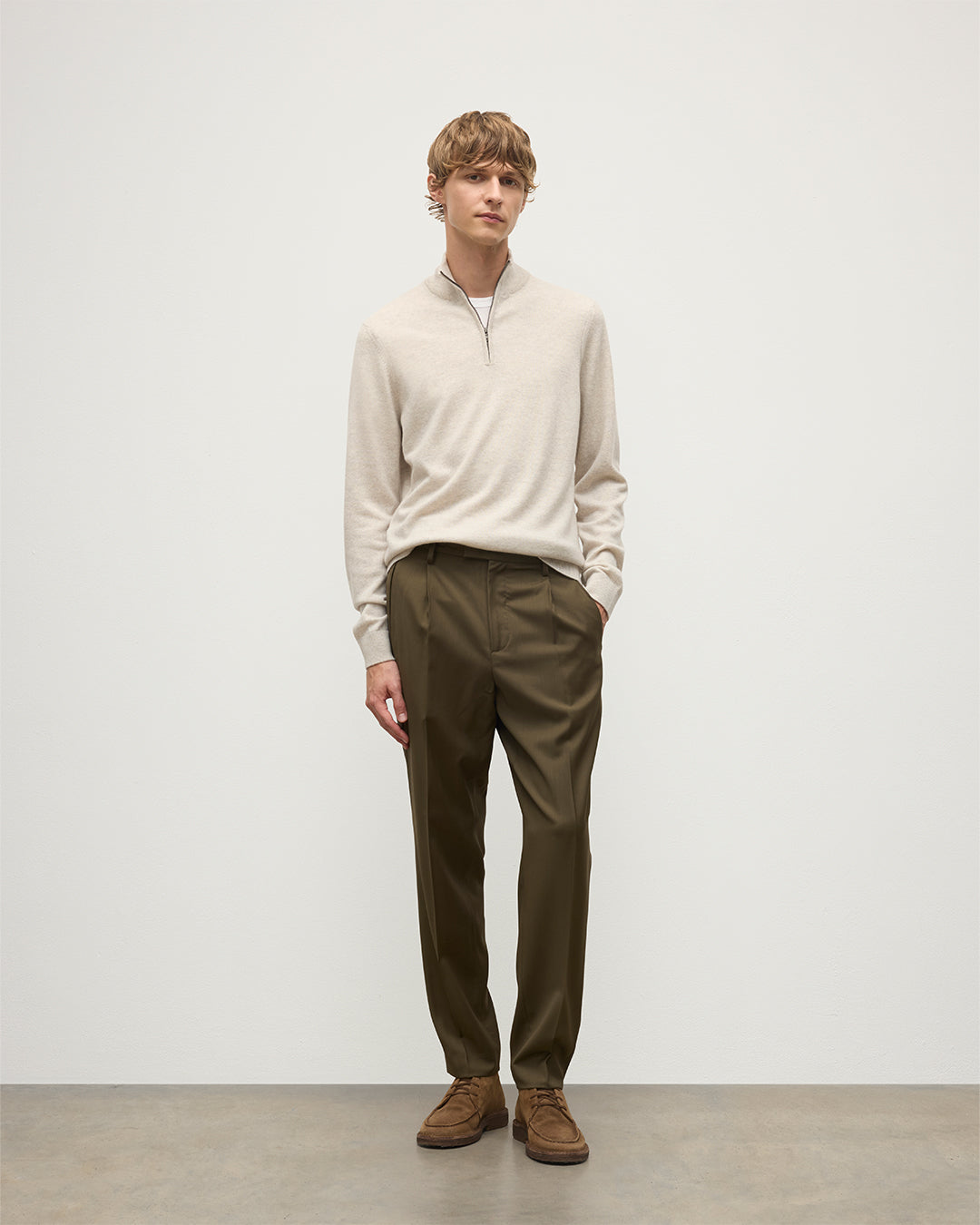 Rory Natural Classic Cashmere Zip Neck Jumper