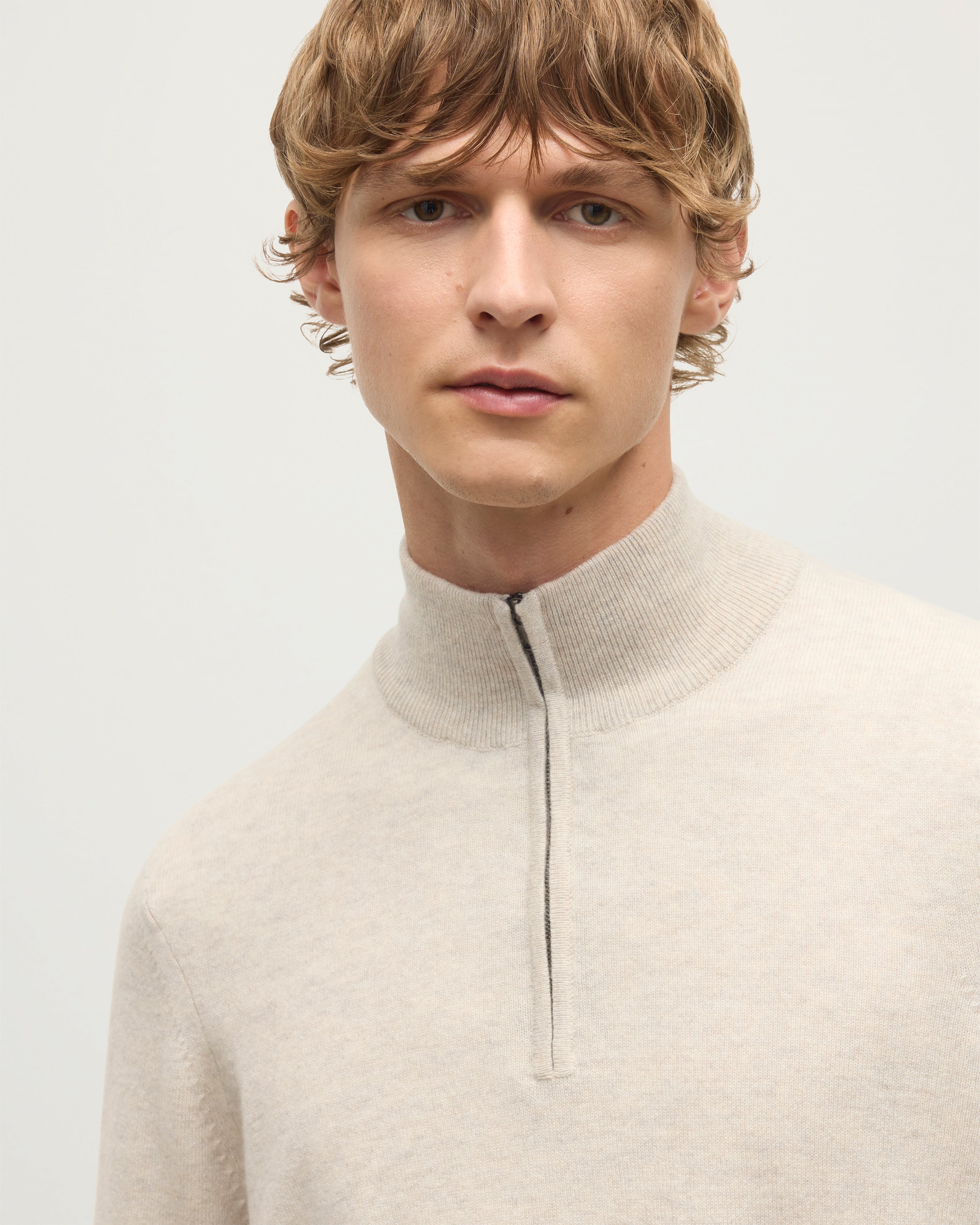 Rory Natural Classic Cashmere Zip Neck Jumper