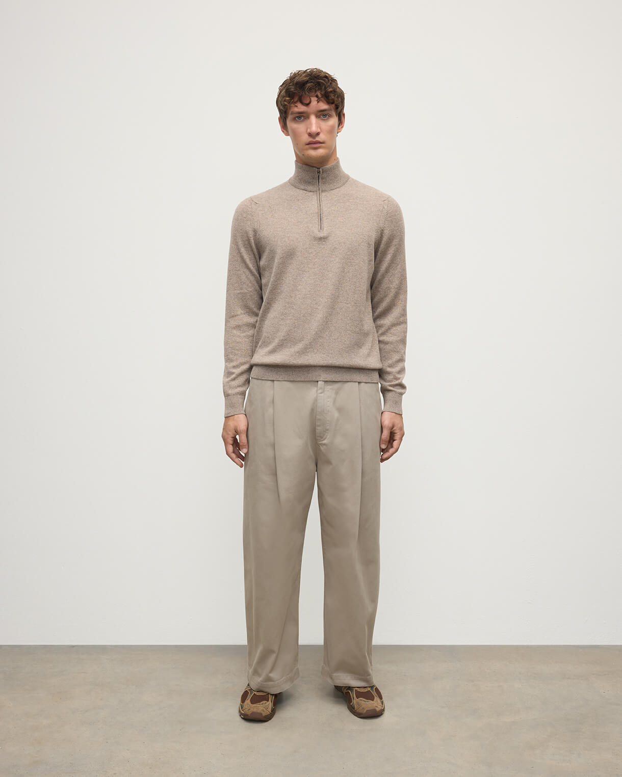 Classic Cashmere Brown Zip Neck Jumper