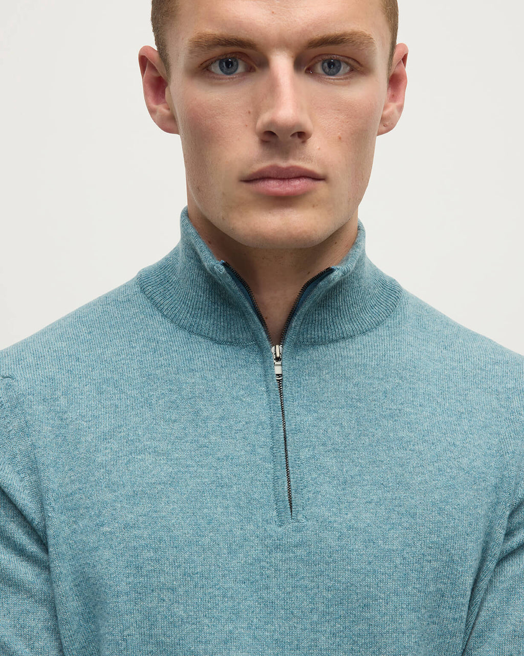 Classic Cashmere Green Zip Neck Jumper